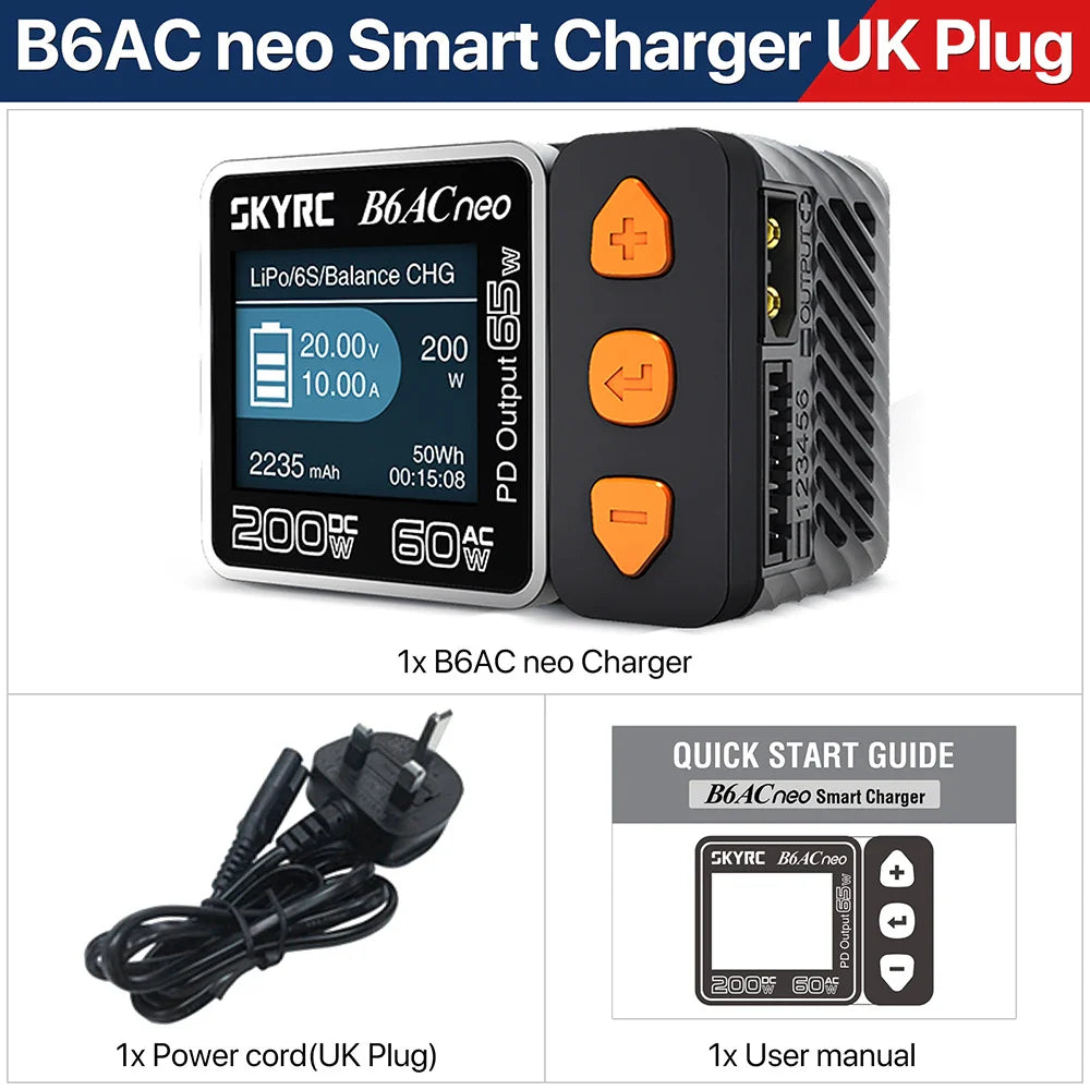 SKYRC B6ACneo Balance Charger - 200W DC, 60W AC, 10A Smart Battery Charger for LiPo LiFe LiIon LiHV NiMH NiCd Pb