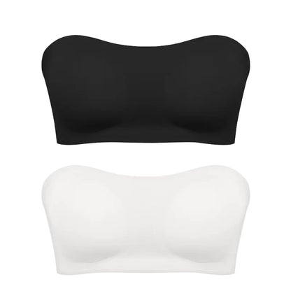 Women’s Strapless Push Up Bra – Seamless Ice Silk Removable Padded Invisible Anti-Slip Beauty Back Off Shoulder Bralette