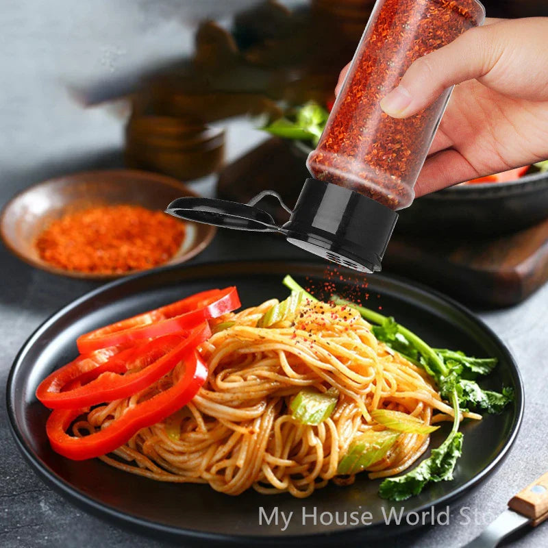 Spice Organizer Jars Set: Salt and Pepper Shaker Seasoning Jar - Plastic Barbecue Condiment Kitchen Gadget Tool (5/10/15/20PC)