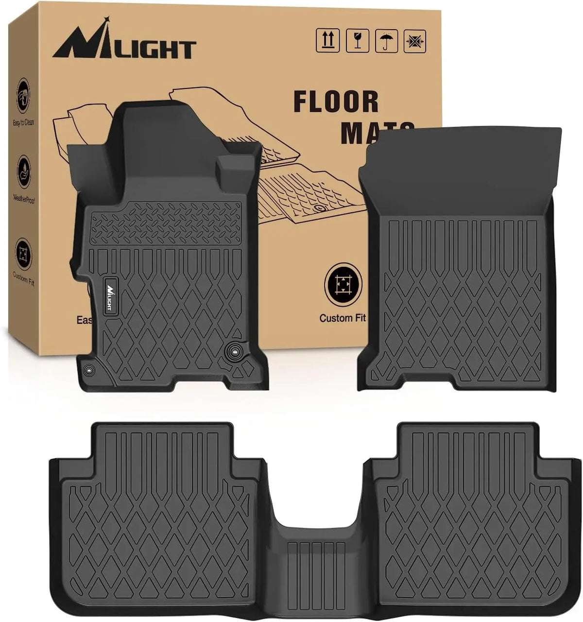 TPE Floor Mats for Honda Accord Sedan 2013-2017 - All Weather Custom Fit Heavy Duty Floor Liners