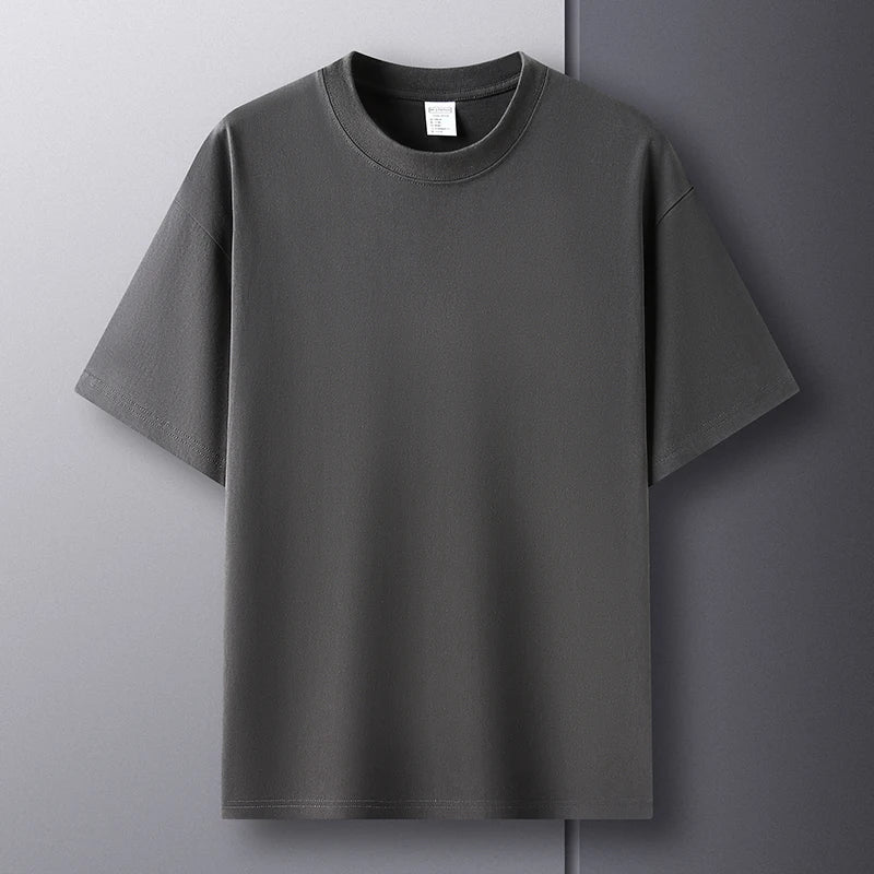 100% Pure Cotton Men’s Summer T-Shirt – High-End Short Sleeve Round Neck Breathable Fashion Top