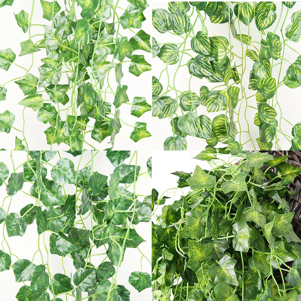 Artificial Creeper Green Wall Hanging Vine - Home Garden Decoration, Perfect for Weddings, Parties, DIY Wreaths, Fake Ivy Leaves