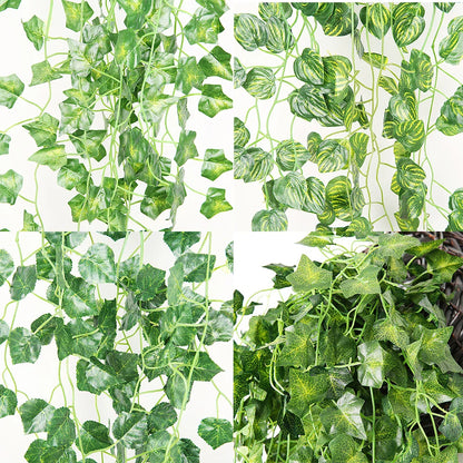 Artificial Creeper Green Wall Hanging Vine - Home Garden Decoration, Perfect for Weddings, Parties, DIY Wreaths, Fake Ivy Leaves