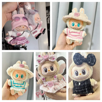 17cm Labubu Doll Clothes – Kpop EXO-Inspired Skirt & Sweater Outfit, V1 V2 Idol Clothing Gift