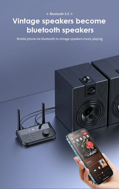 3D Stereo Bluetooth 5.3 Audio Receiver | Optical, Coaxial, 3.5mm AUX Output Wireless Adapter for Car and Speakers