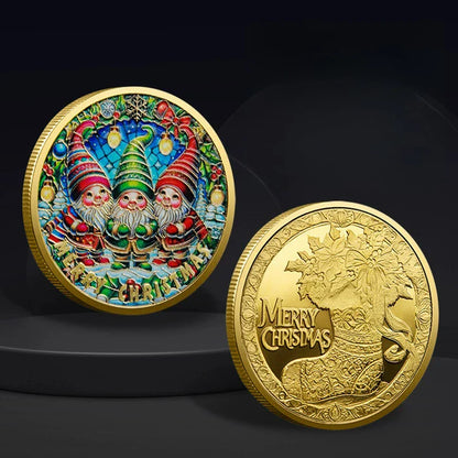 Christmas Commemorative Coin – Santa Claus Carriage & Boots Lucky Holiday Collectible Badge