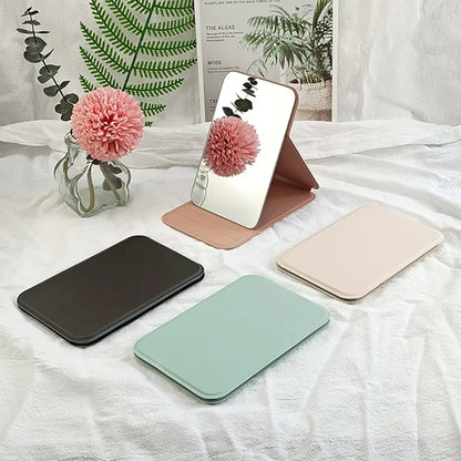 Mini Folding Makeup Mirror – Portable Pocket Mirror with Handle, Single-Sided for Women