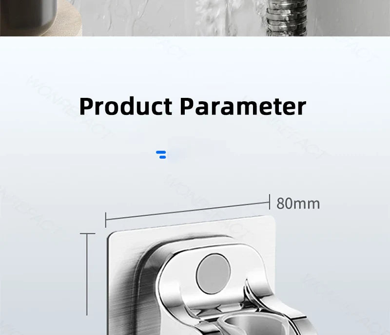Universal No-Drill Adjustable Shower Head Holder – Wall-Mounted Bracket with Stable Rotation for Bathroom Accessories