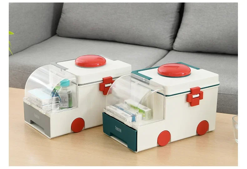 Multifunctional Ambulance Medicine Box – Large Capacity Portable Medical Storage for Household Use