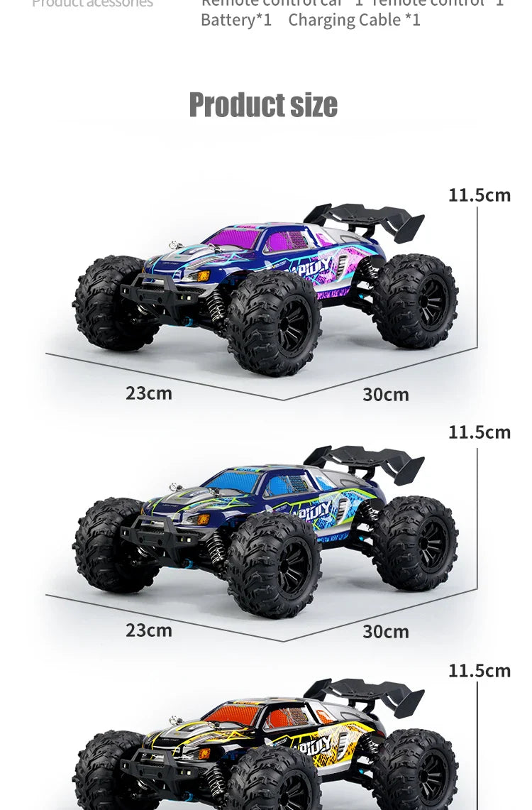 16103 Fast RC Cars – 50km/h 1/16 Off-Road 4WD Monster Truck with LED Headlights, 2.4G Waterproof Remote Control (For Adults & Kids)