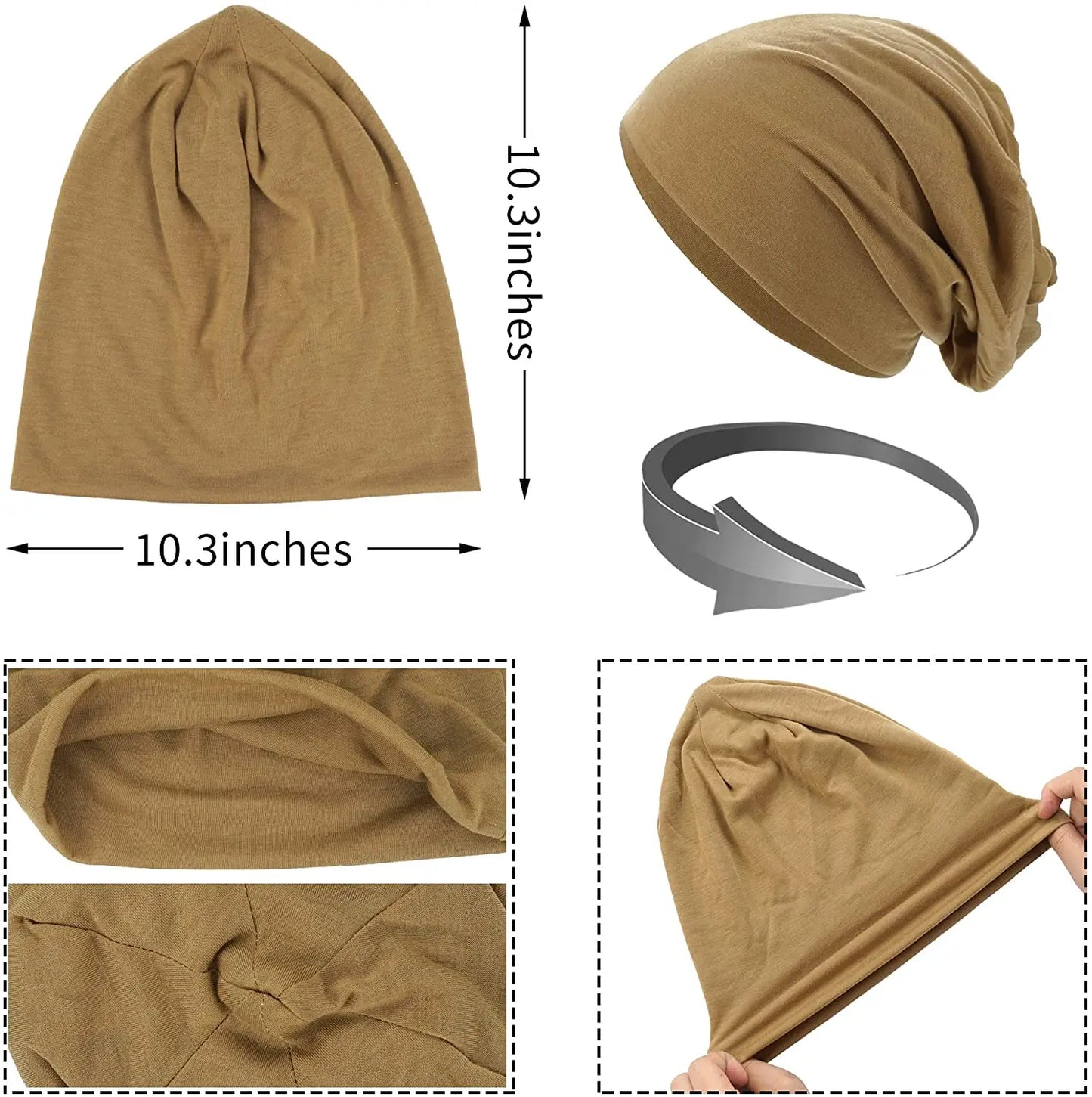 Solid Color Unisex Slouchy Beanie - Soft Cotton Hip-Hop Cap, Lightweight Running Hat for Men and Women
