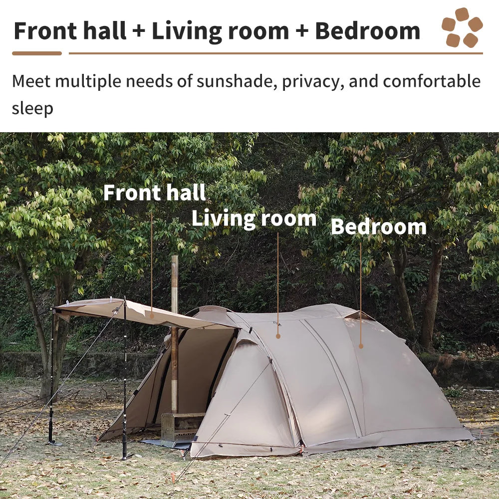 Fireproof Hot Tent for 2 People – Waterproof Extend Dome with Stove Jack & Snow Skirt, 4-Season Camping, Hiking, Hunting Winter Shelter