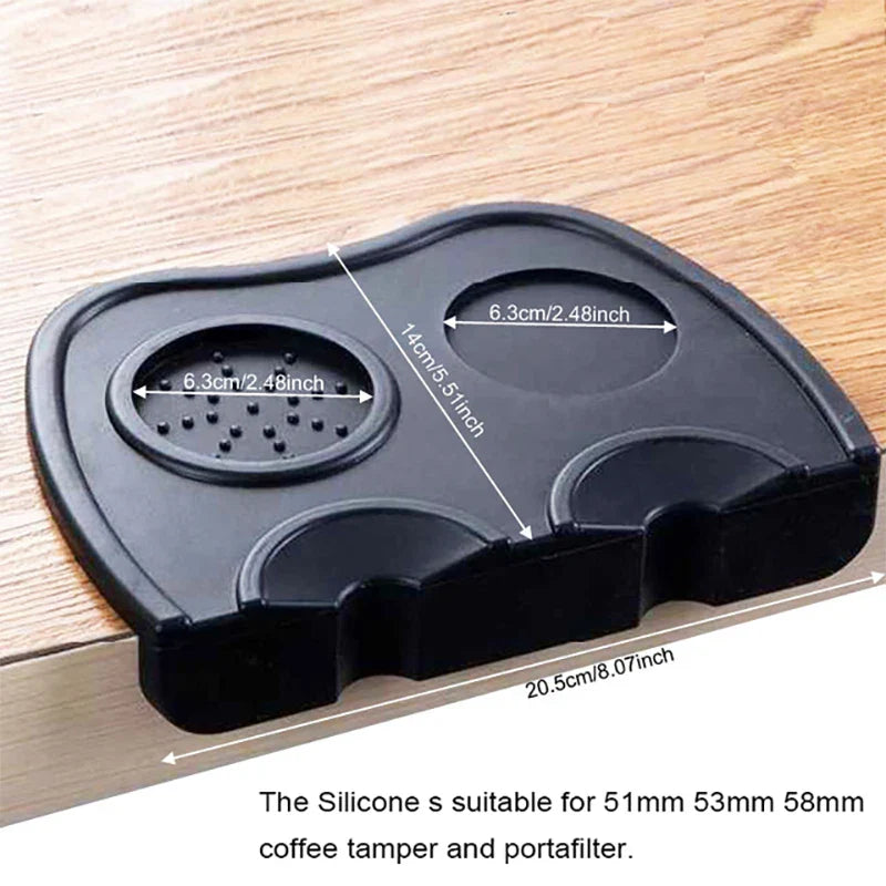 High Quality Silicone Espresso Tamper Mat – Slip-Resistant Rubber Corner Pad (No Tamper Included)