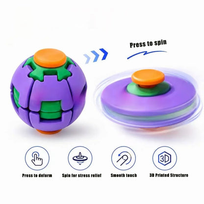 3D Printed Fidget Spinner Ball - Press-to-Spin Sensory Stress Relief Toy