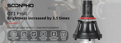 SOONPHO OT1 Bowens Mount Snoot with 50mm/85mm/150mm Lenses – Professional Photography Accessories for Godox Flash Light