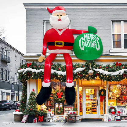 2025 8FT (245cm) Inflatable Climbing Santa Claus – Glowing LED Decoration for Outdoor, Home, Cafe, and Xmas Party Yard Decor