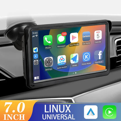 7-Inch Portable CarPlay & Android Auto Multimedia Player — Touch Screen Car Radio with Bluetooth 5.0, AUX & USB