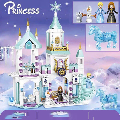 Disney Frozen Dream Princess Elsa Ice Castle Building Blocks Set - Magic Castle Toy Gift
