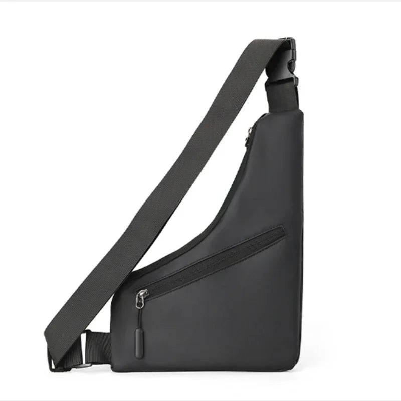 Anti-Theft Chest Bag for Men – Close-Fitting Leather Triangle Crossbody, Card Wallet Sling Bag for Sports & Cycling Riding