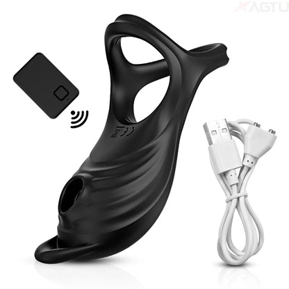 Sucking Vibrator Cock Ring for Men – Delay Ejaculation & Clitoral Stimulator Sex Toy for Couples, Adult Penis Ring