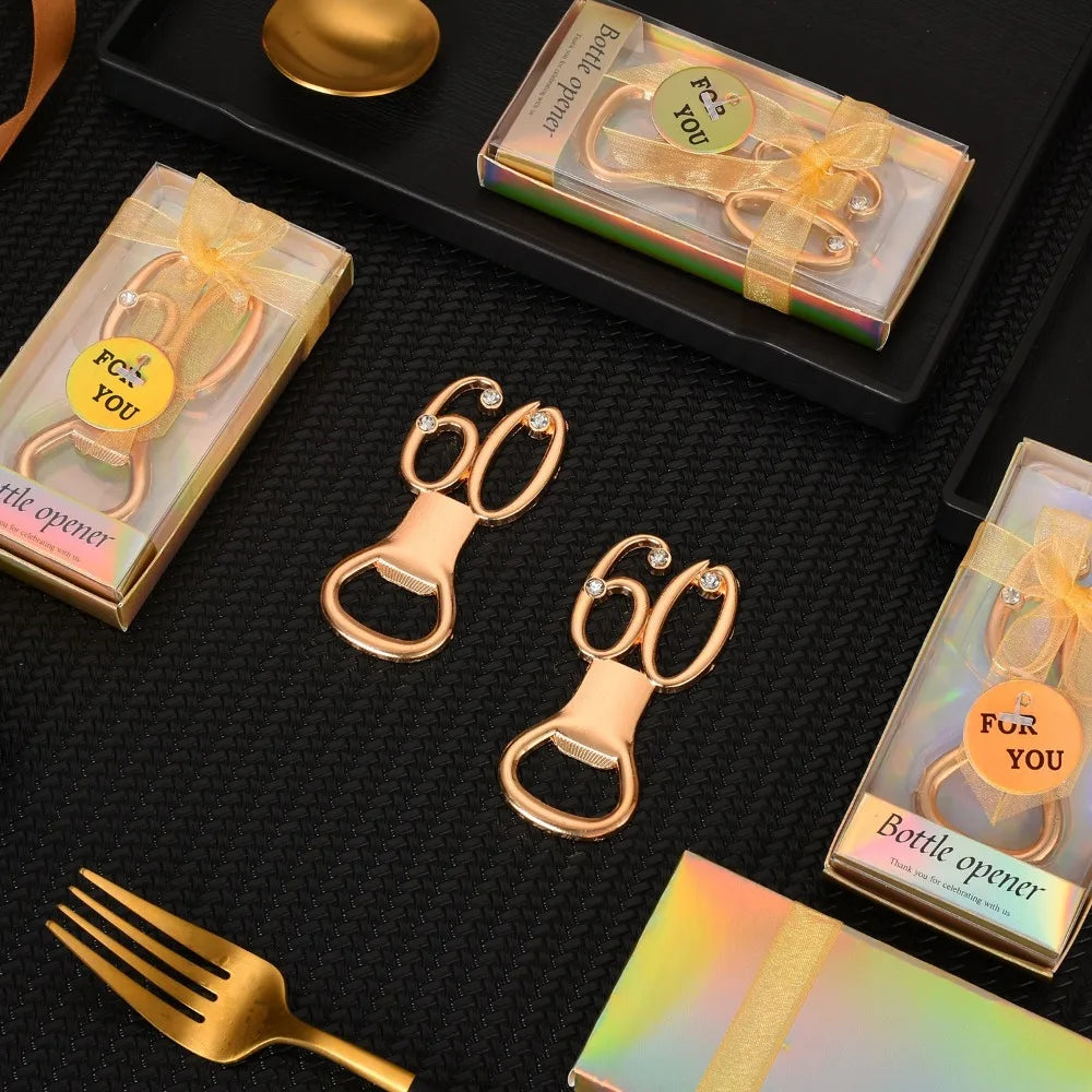 Golden Birthday Bottle Opener – Ideal for 30th to 80th Birthday Parties and Wedding Anniversaries, Perfect Guest Favor