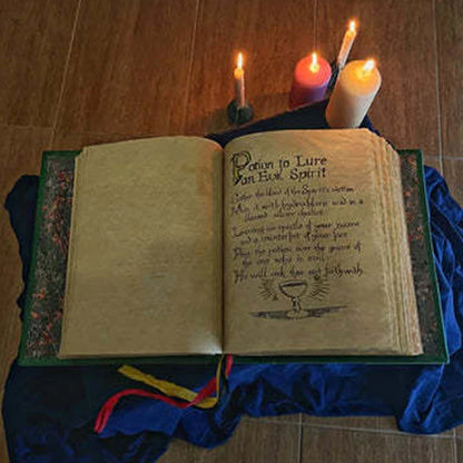 Book of Shadows Journal – Green Cover Bound Blank & Lined, 350 Pages for Spells & Records, Retro Gift Spellbook