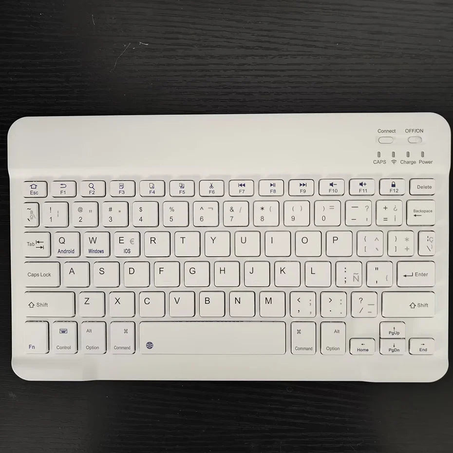 Spanish/English 10-Inch Bluetooth Keyboard – Wireless Rechargeable Universal Keyboard for iPad Air, Pro, Phone, Tablet, Laptop