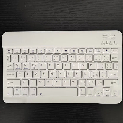 Spanish/English 10-Inch Bluetooth Keyboard – Wireless Rechargeable Universal Keyboard for iPad Air, Pro, Phone, Tablet, Laptop
