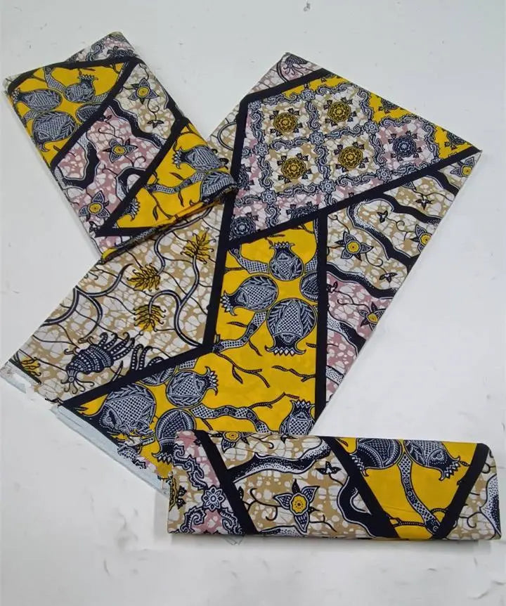 100% Cotton Ankara Fabric - High Quality African Print Batik Real Wax Pagne 6 Yards for Stylish Sewing