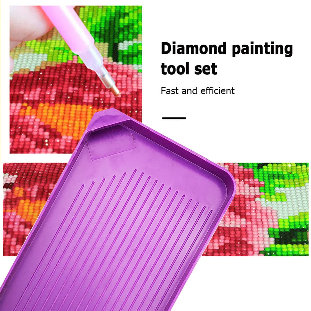 Large Capacity Diamond Painting Tray — Purple DIY Mosaic Art Craft Funnel Tool Accessory