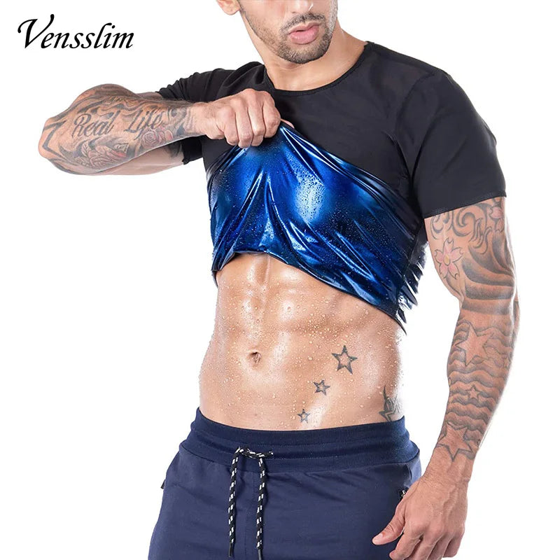 Vensslim Men’s Sauna Suit Vest — Heat Trapping Workout Fat Burner Body Shaper & Waist Trainer Corset