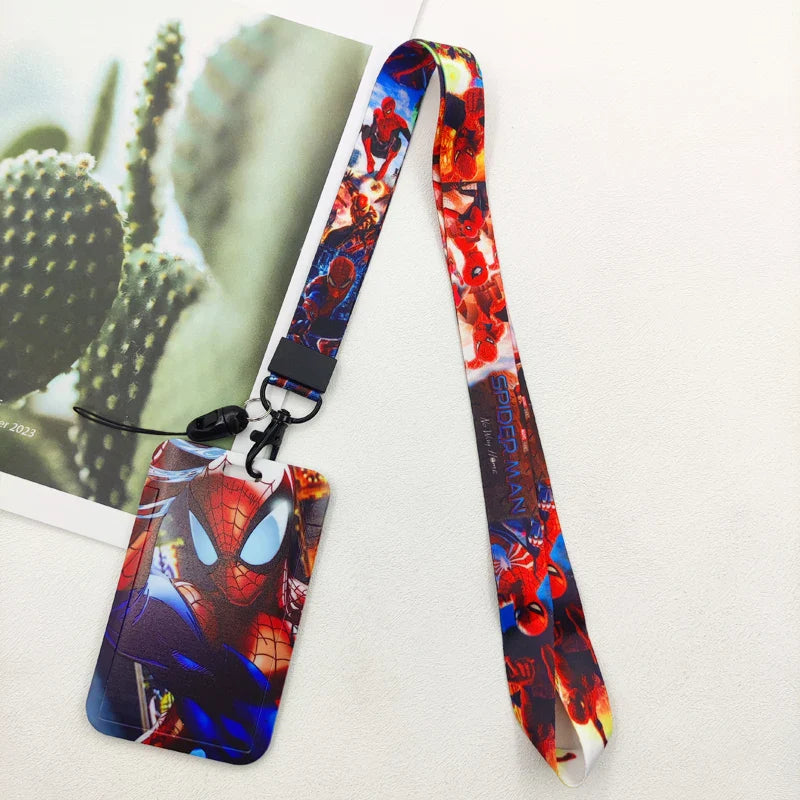 Disney Superhero ID Badge Holder Lanyard — Cartoon Neck Strap for Subway Card, Boys & Kids Campus Credential Case