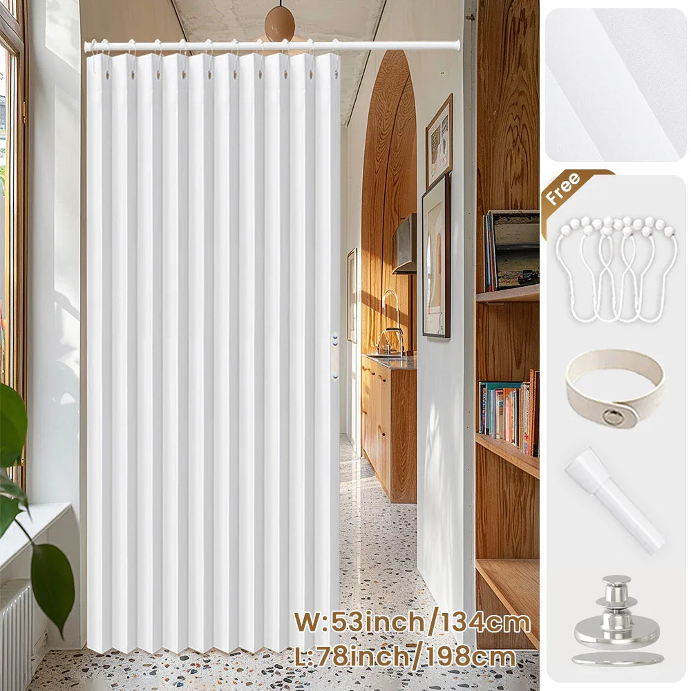 Blackout Folding Door Curtain – 1 Panel Privacy Screen for Living Room, Bedroom, Kitchen, Closet, Room Divider