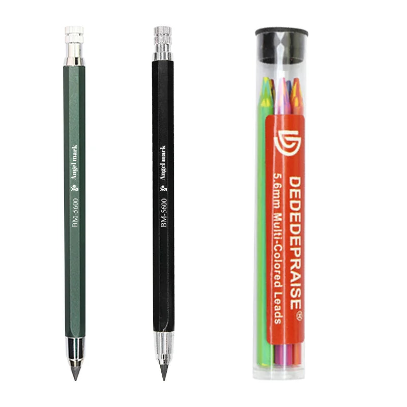 5.6mm Mechanical Pencils & Charcoal Graphite Leads – HB to 14B Soft, Medium, Hard Sketch Drawing Lead Core