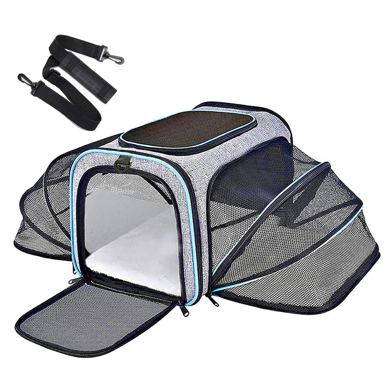 Foldable Pet Carrier Bag – Breathable Mesh Travel Bag for Small Dogs & Cats with Expandable Design