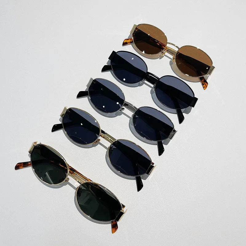Fashion Oval Retro Sunglasses for Women – Classic Metal UV400 Goggles, High-Quality Outdoor Eyewear for Men & Women