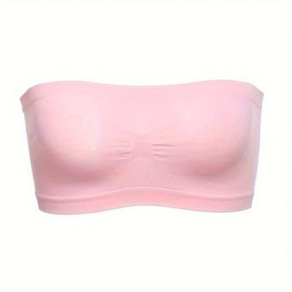 Women’s Strapless Seamless Bandeau Bra – Soft Stretch Breathable Mesh Invisible Underwear