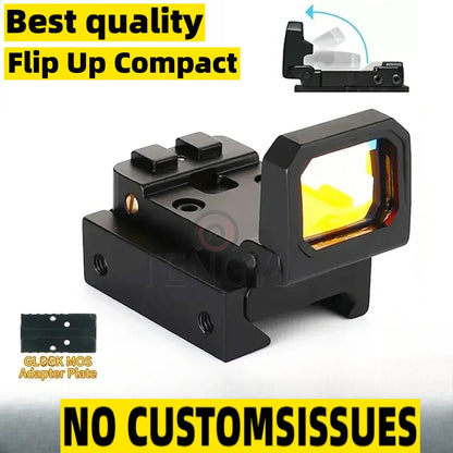 Mini Red Dot Sight - Flip Up Compact Reflex Optic Scope with 20mm 1913 Mount for Glock MOS Pistols & Hunting Rifles
