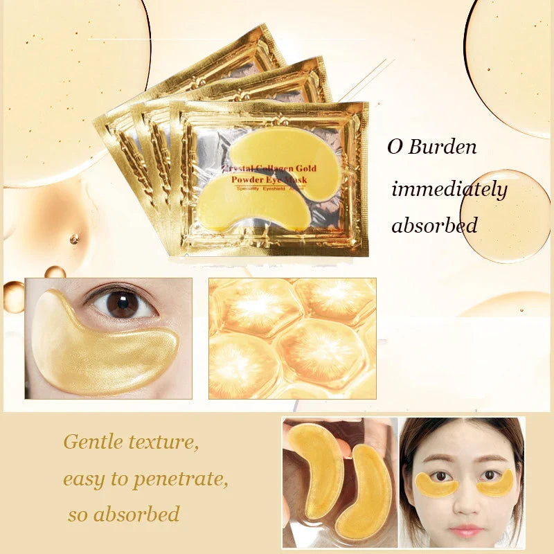 InniCare Crystal Collagen Gold Eye Masks – 50/60/80/100 Pcs Anti-Dark Circle Beauty Patches for Eye Skin Care, Korean Cosmetics