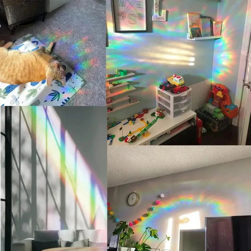 PVC Rainbow Suncatcher Window Stickers | Cat Butterfly Prism Glass Wall Decal | Home Kids Bedroom Decoration