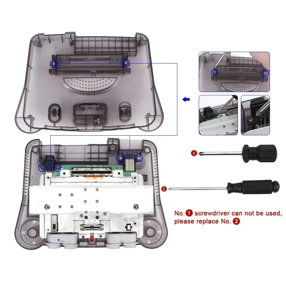 2-Pack Transparent Orange & Purple N64 Replacement Housing Shell – Translucent Case for Nintendo N64 Console