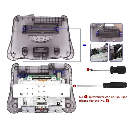 2-Pack Transparent Orange & Purple N64 Replacement Housing Shell – Translucent Case for Nintendo N64 Console