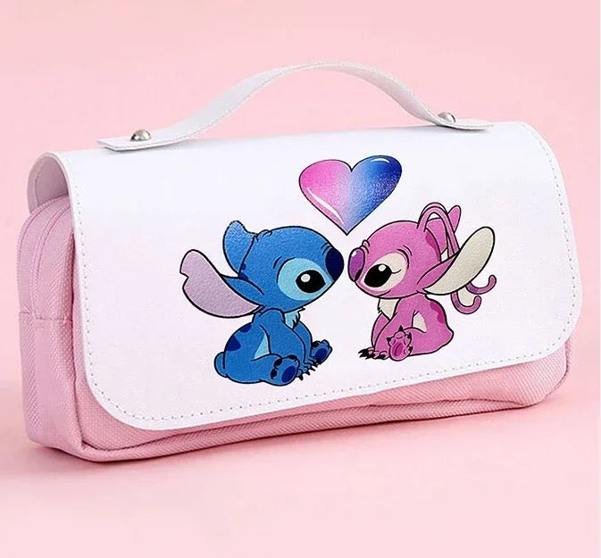 Anime Stitch Fully Printed Flap Pencil Case – Cartoon Stationery Bag for Primary & Secondary Students