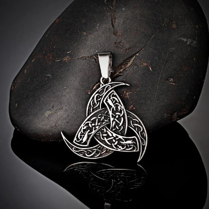Men’s Celtics Knot Trinity Pendant Necklace — Stainless Steel Norse Runes Viking Amulet, Slavic Icelandic Vintage Jewelry Gift