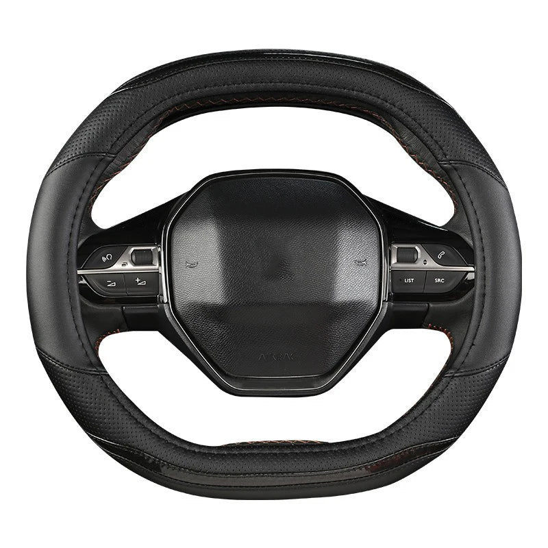 Peugeot 3008/4008/5008 Carbon Fiber & PU Leather Steering Wheel Cover — Car Interior Accessory