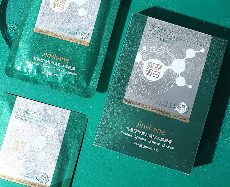 5pcs 30ml Seaweed Collagen Crystal Mask - Tiktok Hot Sale Replenishing Fruit Jelly Skin Care Masque