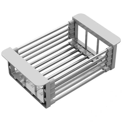 Folding Stainless Steel Kitchen Sink Drain Rack – Space-Saving Dish Drain Basket & Sink Organizer