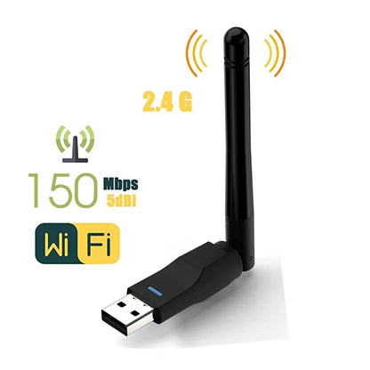 150Mbps USB WiFi Adapter with Antenna – 2.4GHz Wireless Network Dongle, Ralink MTK 7601 Chipset for Laptop & PC