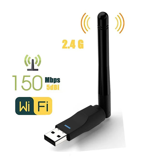 150Mbps USB WiFi Adapter with Antenna – 2.4GHz Wireless Network Dongle, Ralink MTK 7601 Chipset for Laptop & PC