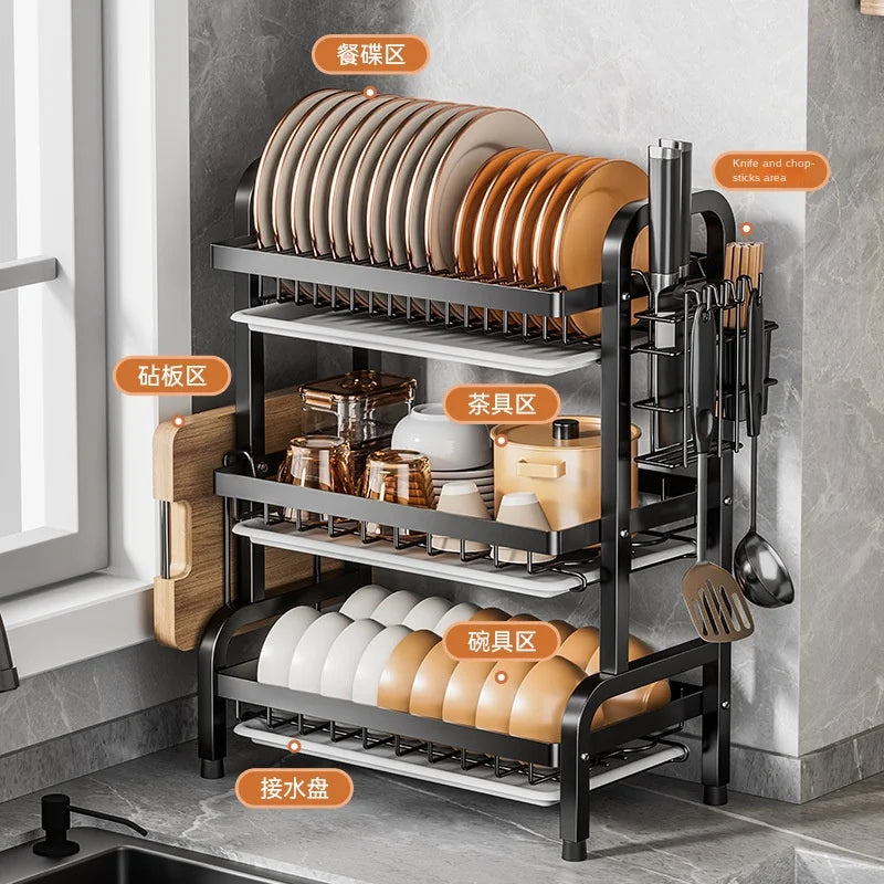 Household Multifunctional Bowl Rack – Stainless Steel Shelf Storage, Drain Rack, Tableware and Cupboard Organizer, Kitchen Dish Rack